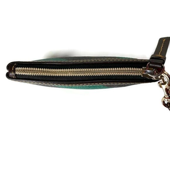 Dooney & Bourke Green Stripe Leather Wristlet - Picture 4 of 7